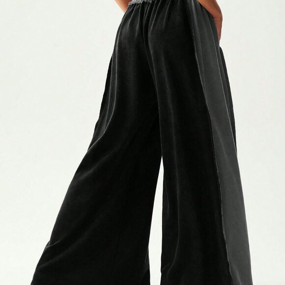 Black Boho Casual Women's Wide Leg Pants - Picture 7 of 7